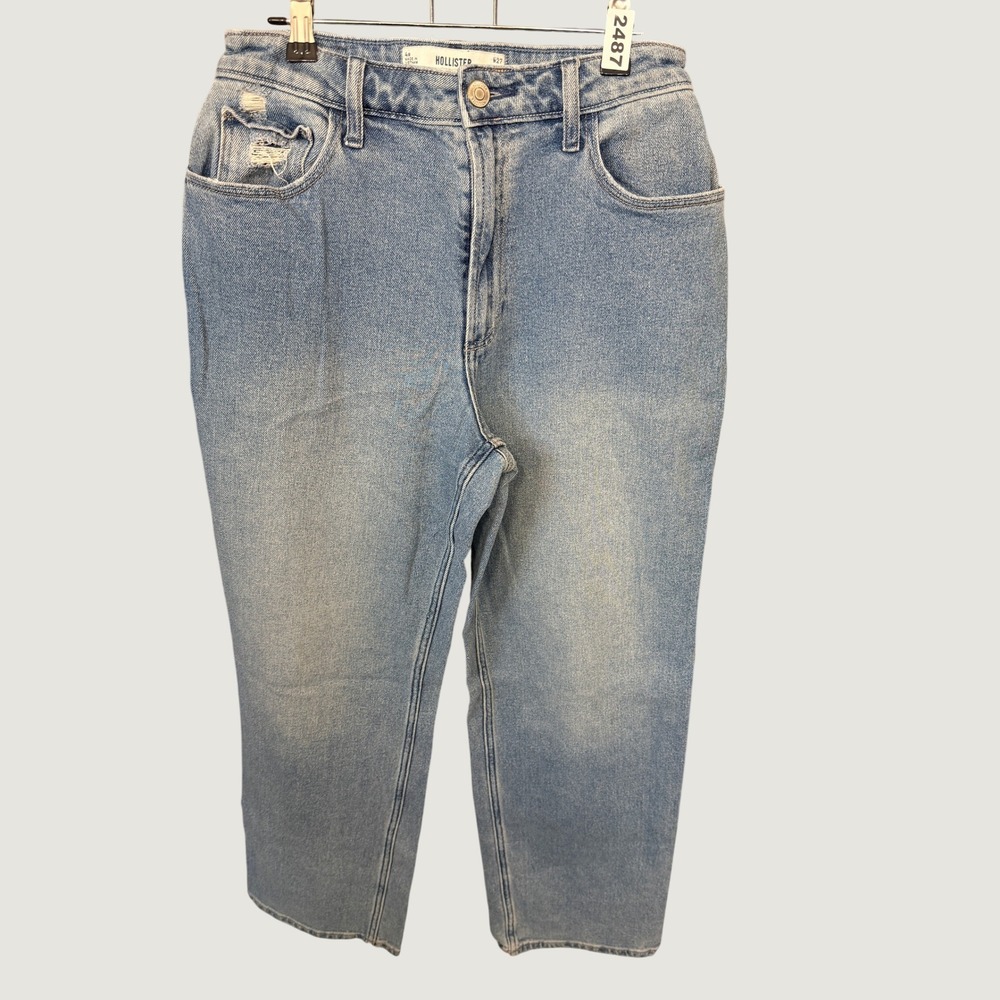 Hollister Curvy Ultra High-Rise Dad Jeans Womens 4R W27 Light Blue Distressed